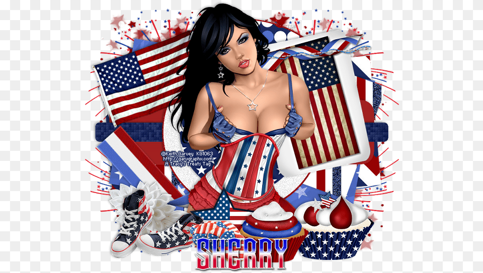 Sherry 2 Garvgloriamizjuly4thtt American Heartland Deluxe Tv Stand, Flag, American Flag, Person, Adult Free Png Download