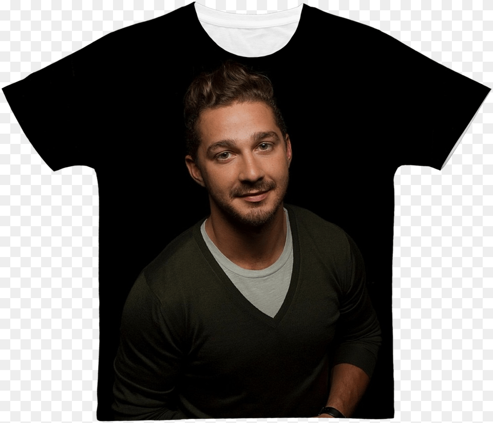 Shia Labeouf Classic Sublimation Adult T Shirt T Shirt, Portrait, Photography, Person, T-shirt Free Transparent Png