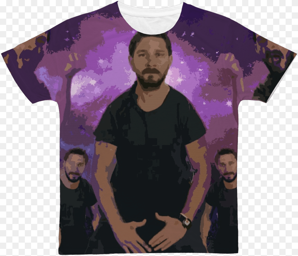 Shia Labeouf Classic Sublimation Adult T Shirtclass Yo Holmes To Bel Air, Person, Man, Male, Clothing Png Image