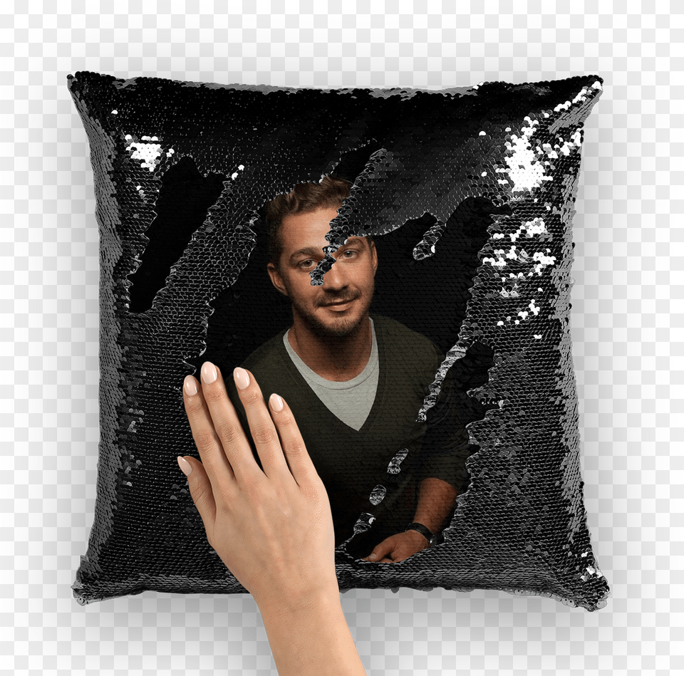 Shia Labeouf Sequin Cushion Cover Pillow, Home Decor, Person, Man, Male Free Png