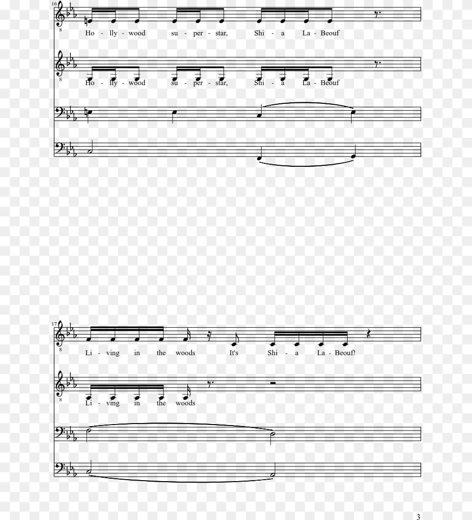 Shia Labeouf Sheet Music Composed By Rob Cantor Arr Happy Ending Score Pdf, Gray Png