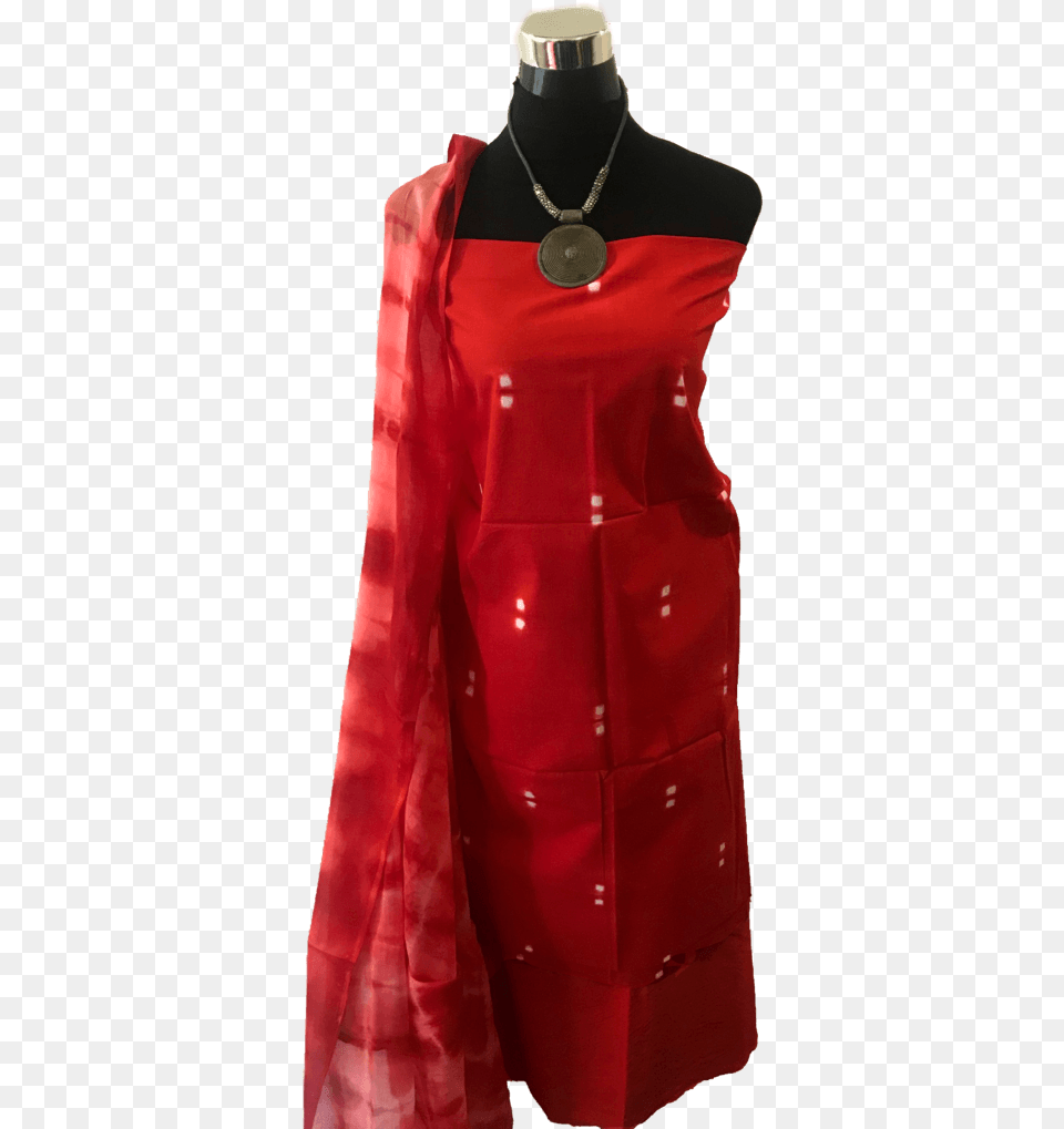 Shibori Red Dress Material Red Dupatta Red Salwar Material Cocktail Dress, Blouse, Clothing, Velvet, Woman Free Png Download