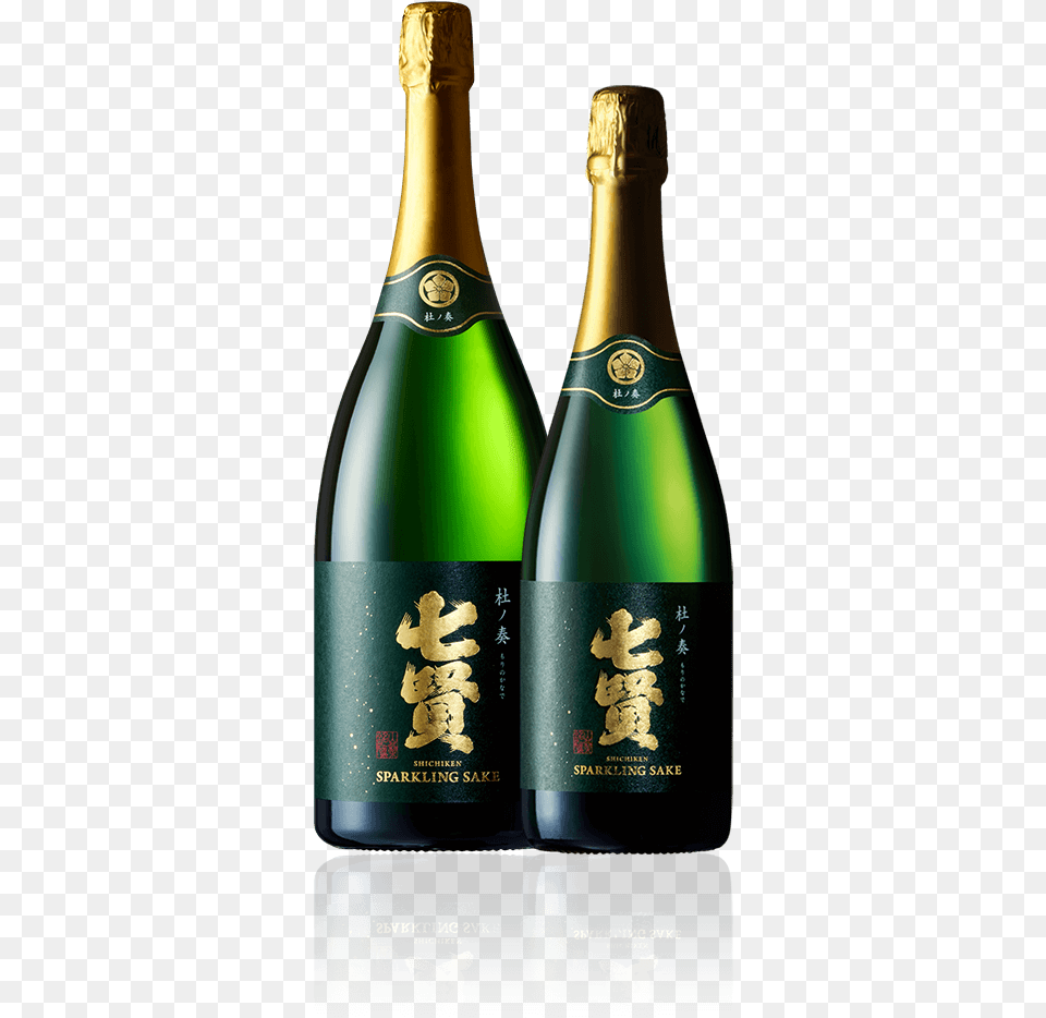 Shichiken Sparkling Sake Mori No Kanade Champagne, Alcohol, Beverage, Beer, Bottle Png Image