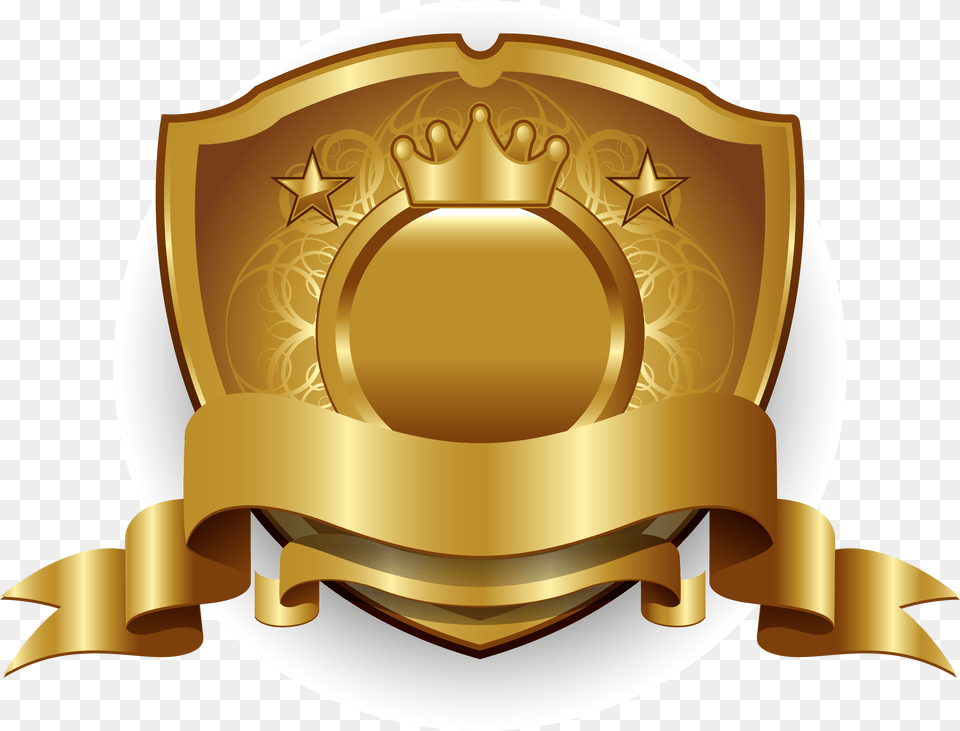 Shield Badge Download Image Golden Badge, Gold, Logo, Emblem, Symbol Free Transparent Png