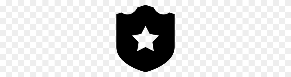 Shield Batch Star Safe Badge Sheriff Police Icon, Gray Free Png Download