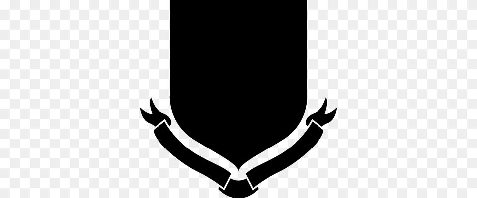 Shield Shape With Ribbon Vector Satanic Coat Of Arms, Gray Png