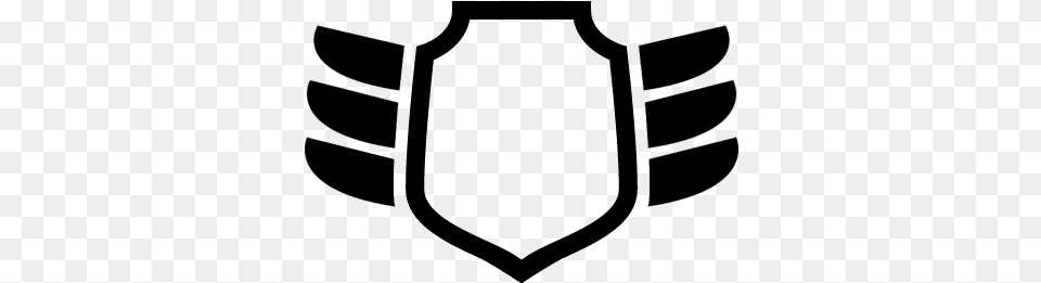 Shield Wings Symbol, Gray Png