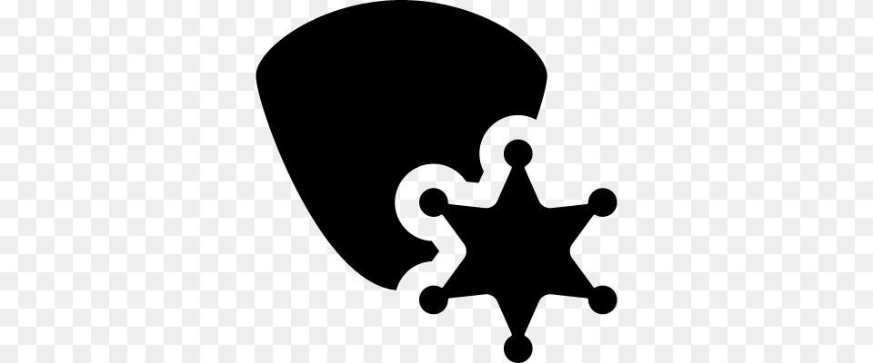 Shield With Sheriff Star Vector Estrellas Sherif Negra, Gray Free Png