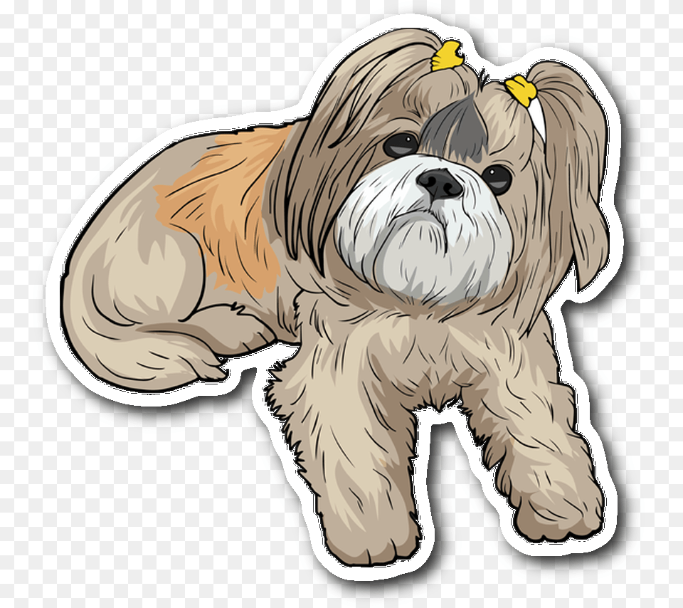 Shih Tzu Dog Sticker For Car Bumper Vulnerable Native Breeds, Animal, Mammal, Lion, Canine Png Image