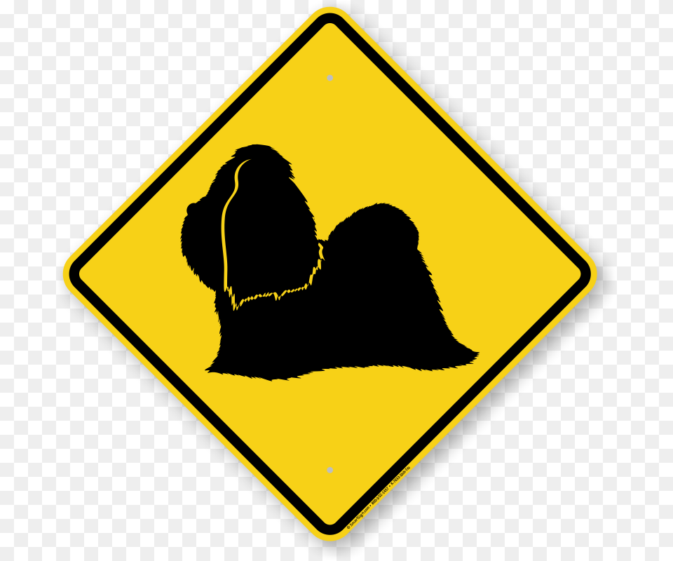 Shih Tzu Symbol Guard Dog Sign Dangerous Descent Ahead Sign, Road Sign, Adult, Female, Person Png Image