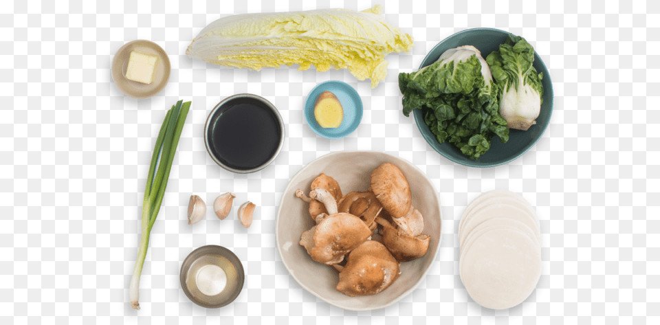 Shiitake Mushroom Amp Cabbage Dumplings With Garlic Roasted Side Dish, Food, Produce, Leafy Green Vegetable, Plant Png Image