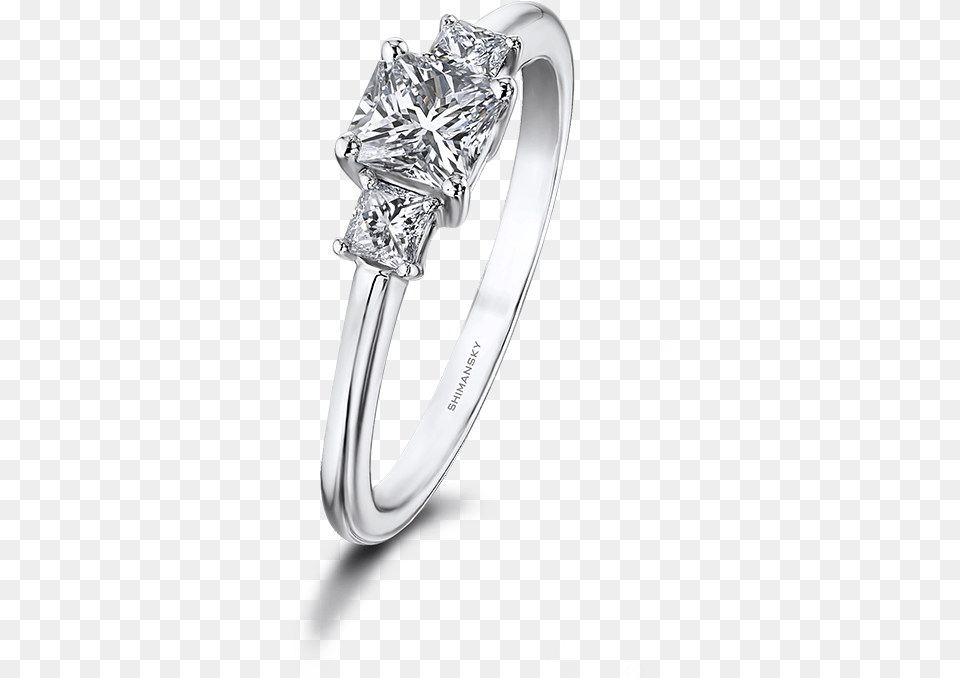 Shimansky My Girl Diamond Claw Set Trilogy Ring Engagement Ring, Accessories, Gemstone, Jewelry, Platinum Png Image