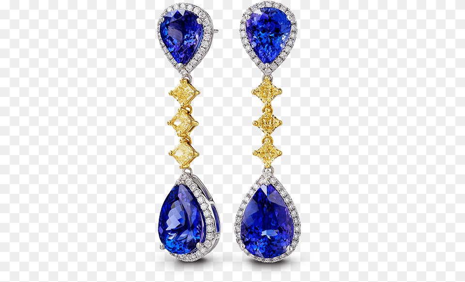 Shimansky Pear Tanzanite And Fancy Yellow Diamond Earrings, Accessories, Earring, Gemstone, Jewelry Png Image