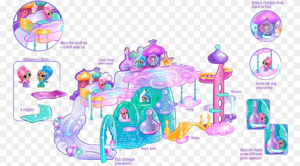 Shimmer Amp Shine Teenie Genie Carpet Ride, Purple, Birthday Cake, Cake, Cream Png