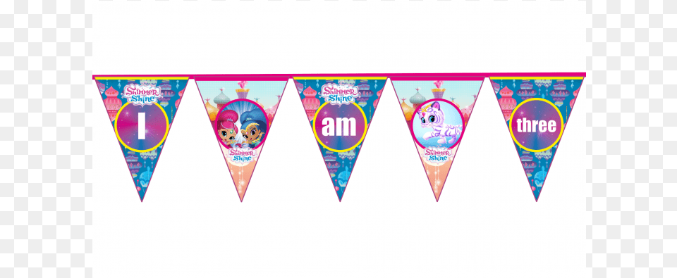Shimmer And Shine Age Bunting Three Shimmer And Shine, Cone, Triangle, Cream, Dessert Free Transparent Png
