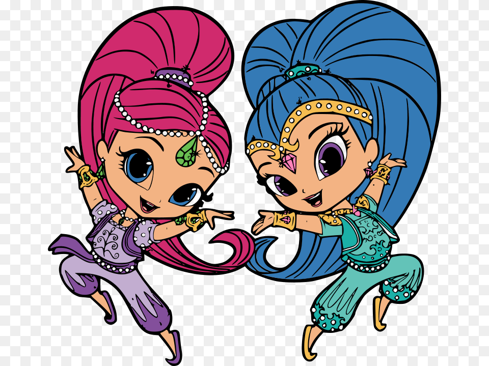 Shimmer And Shine Kartun Clipart Download Shimmer And Shine Pictures To Print, Publication, Book, Comics, Baby Free Png