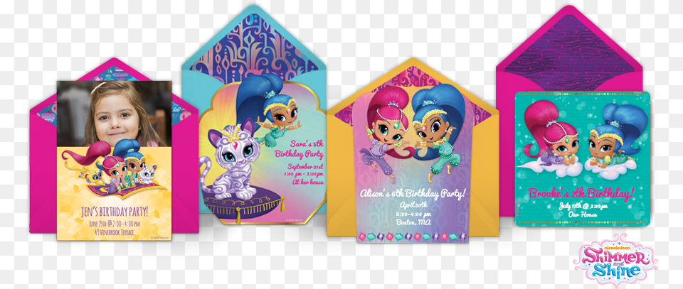 Shimmer And Shine Online Invitations Shimmer And Shine Invitations, Greeting Card, Person, Envelope, People Png Image