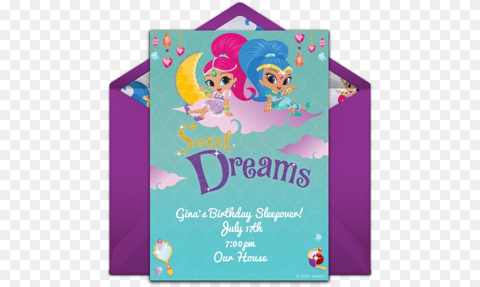 Shimmer And Shine Sleepover Invitation, Advertisement, Poster, Mail, Greeting Card Free Png