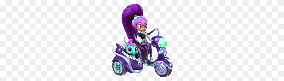 Shimmer And Shine Zeta On Motorcycle, Purple, Device, Grass, Lawn Free Png