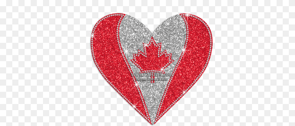 Shimmery Heart Canadian Flag Glitter Rhinestone Iron On Emblem Free Transparent Png