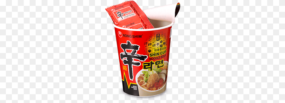 Shin Ramen Cup Open, Food, Noodle, Ketchup Free Png