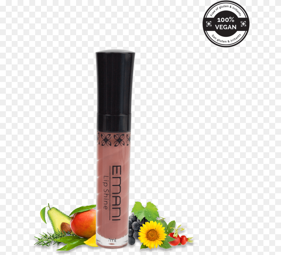 Shine Emani Vegan Cosmetics Lip Gloss, Bottle, Food, Fruit, Plant Png Image