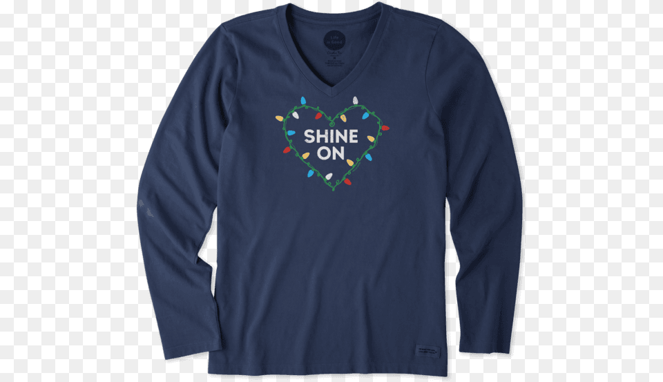 Shine On Christmas Lights Long Sleeve Crusher Life Is Good, Clothing, Knitwear, Long Sleeve, Sweater Png