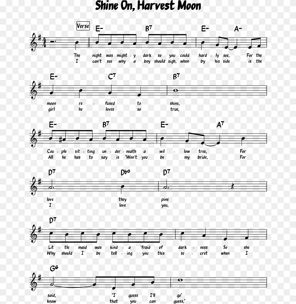 Shine On Harvest Moon Sheet Music 1 Of 2 Pages Harvest Moon Lead Sheet Pdf, Gray Free Png