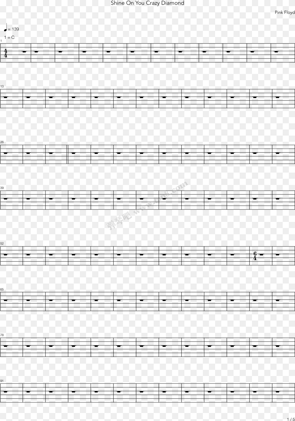 Shine On You Crazy Diamond Parts I Sheet Music, Text Free Png Download