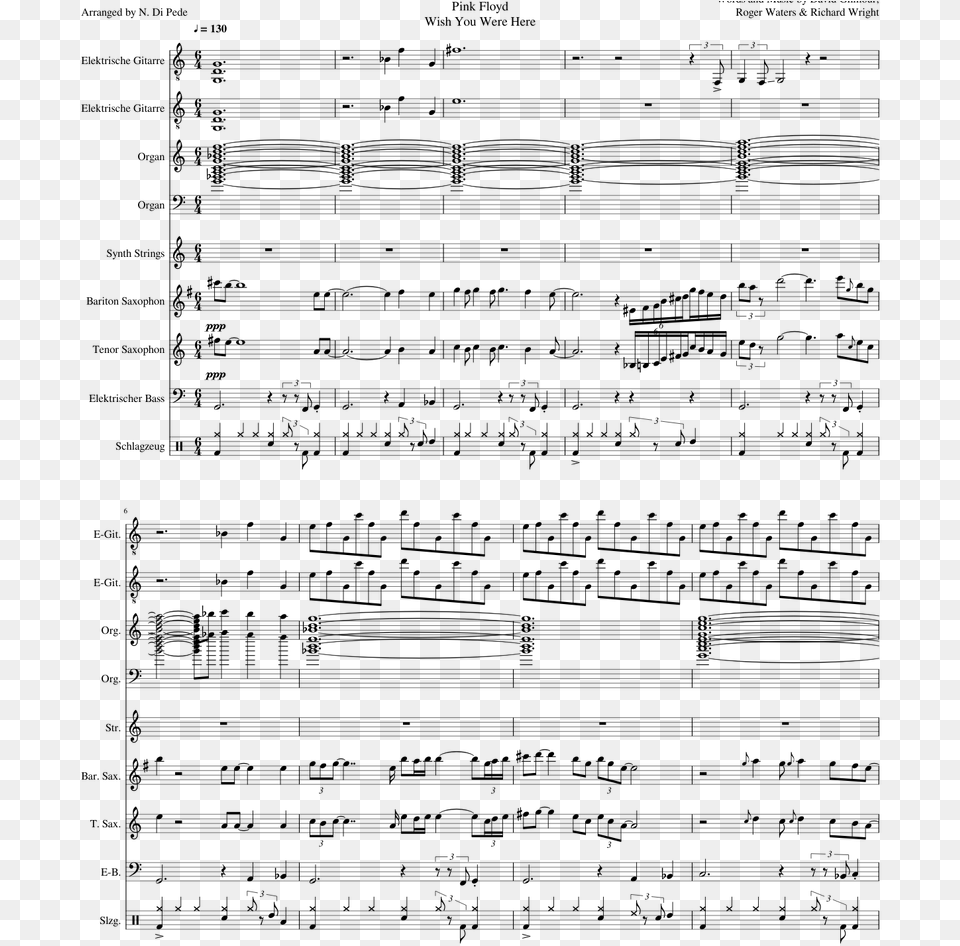 Shine On You Crazy Diamond Sxophone Solo Sheet Music Sheet Music, Gray Png