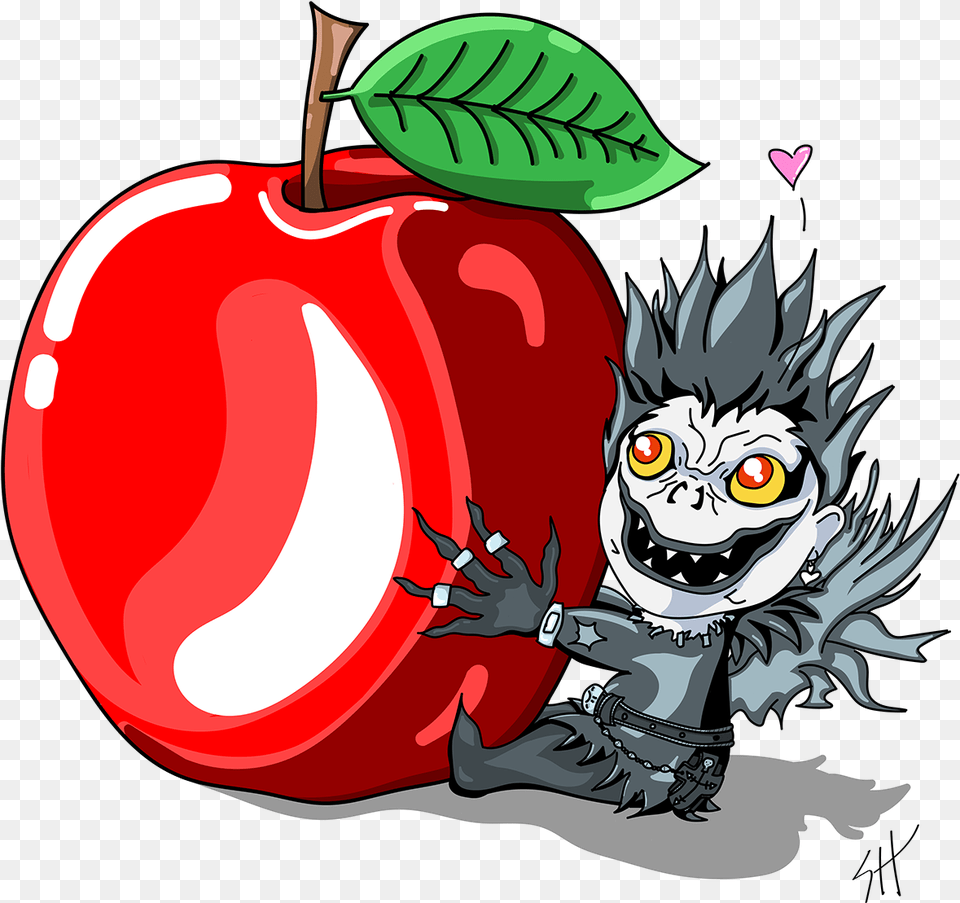 Shinigami Love Apples Illustration, Food, Fruit, Plant, Produce Png Image