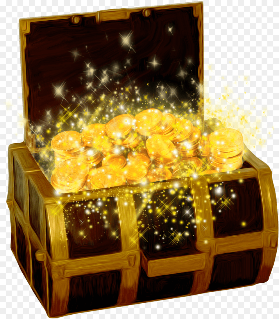 Shining Coins Gold Treasure Box Free Transparent Png