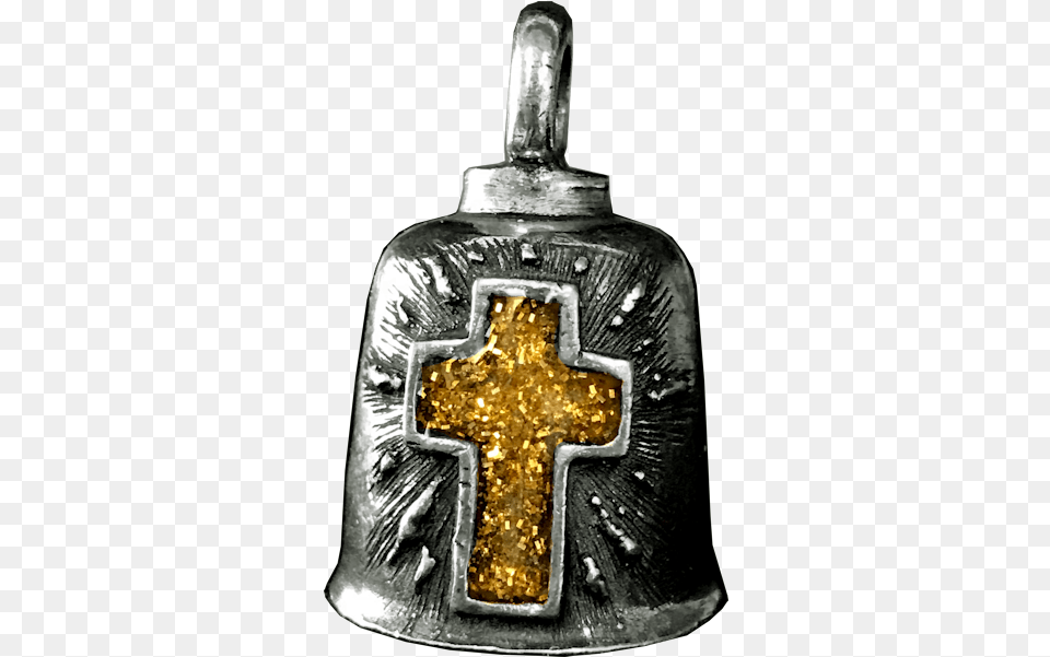 Shining Gold Cross Gremlin Bell Locket, Symbol Free Png