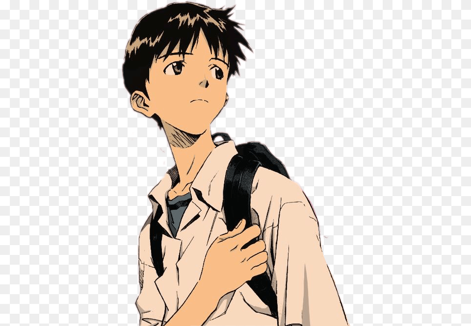 Shinjiikari Evangelion Sad Pilot Eva Neon Genesis Shinji Ikari Manga Transparent, Publication, Book, Comics, Person Png