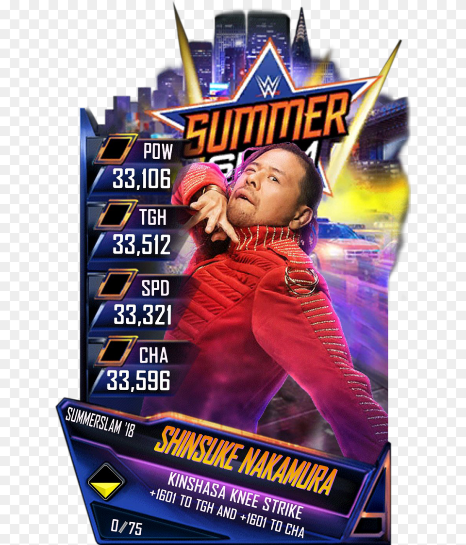 Shinsukenakamura S4 21 Summerslam18 Wwe Supercard Summerslam, Advertisement, Poster, Person, Face Free Png