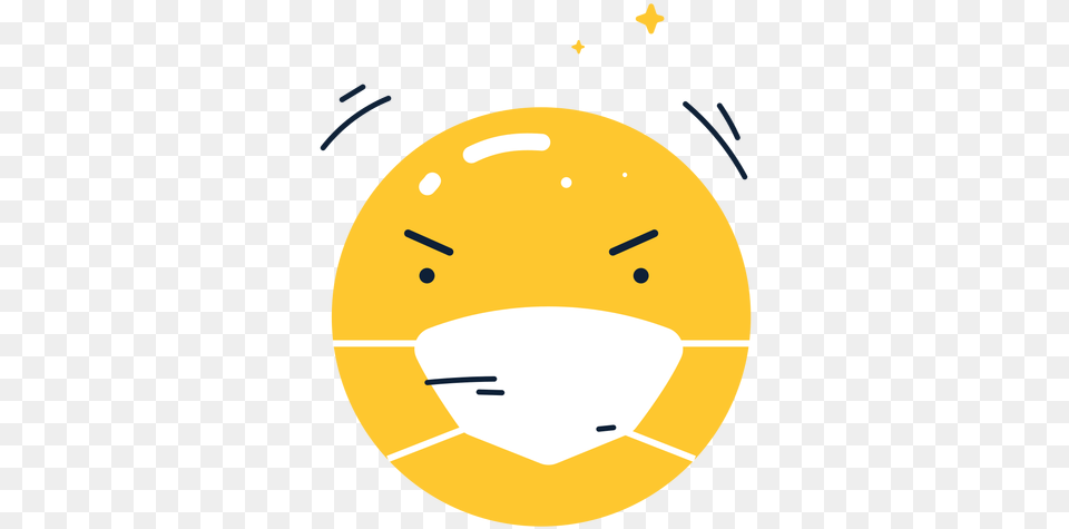 Shiny Angry Emoji With Face Mask Flat Transparent Emoji Com Mascara, Lighting, Disk Free Png