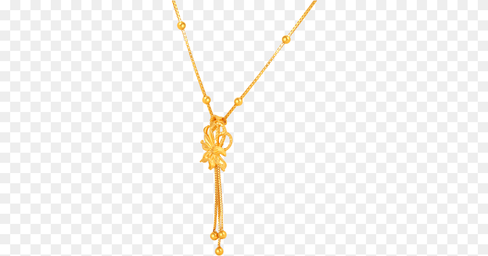 Shiny Gold Ball Type Chain With Leafed Charms Necklace Necklace, Accessories, Jewelry Free Transparent Png