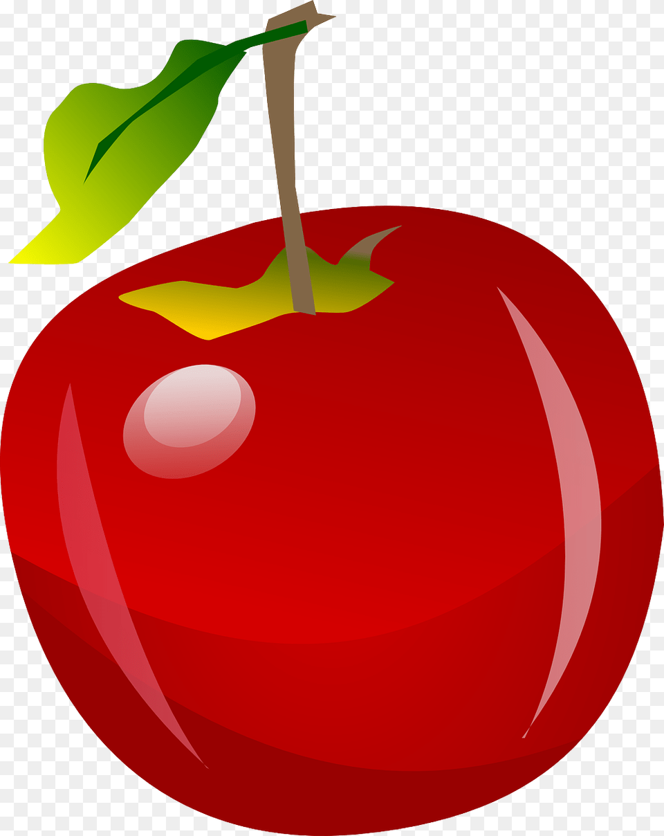 Shiny Red Apple Clip Art, Food, Fruit, Plant, Produce Png Image