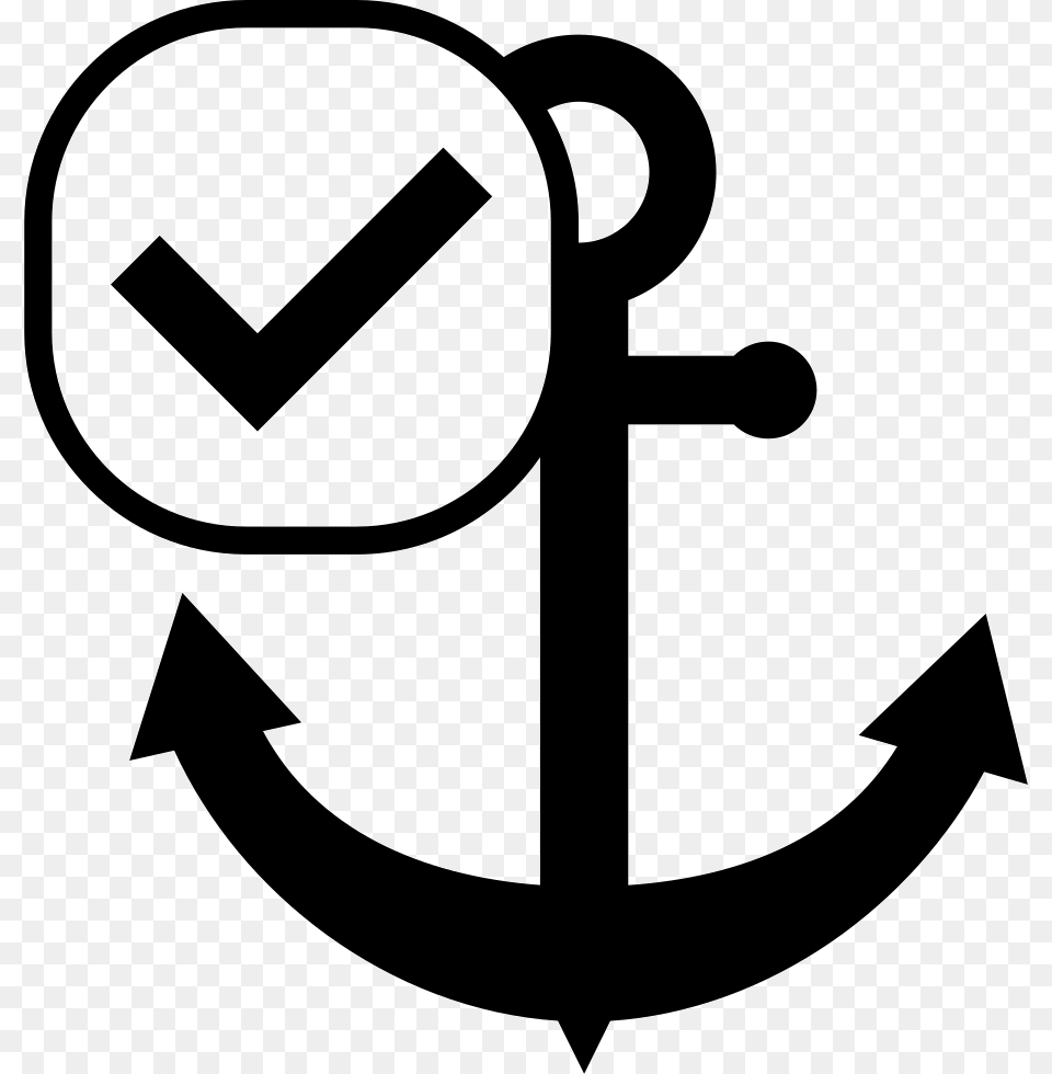Ship Anchor Symbol With Check Mark Icon Download, Electronics, Hardware, Hook, Cross Png