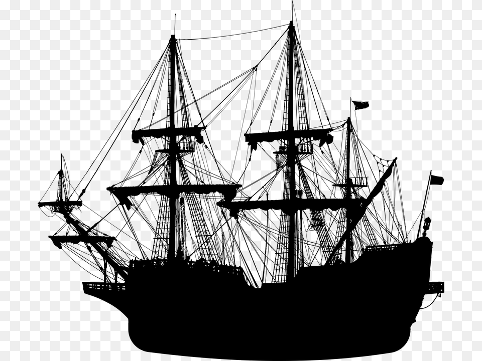 Ship Boat Silhouette Vessel Vehicle Transportation Sail Ship Silhouette, Gray Png Image