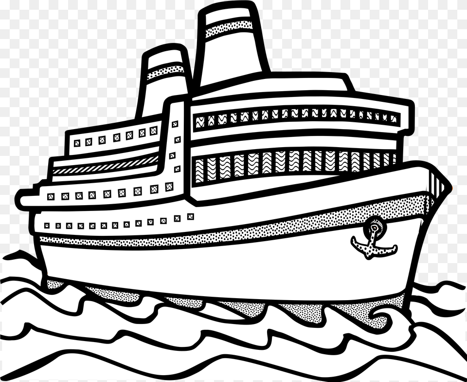 Ship Clipart Outline Ship Clipart Black And White, Appliance, Cruise Ship, Device, Electrical Device Free Png