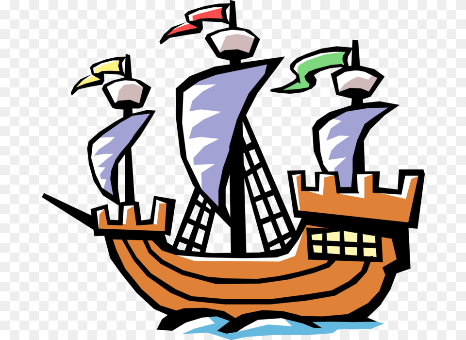 Ship Of Discovery Vector Christopher Columbus Ship Clipart, People, Person, Baby, Art Free Png