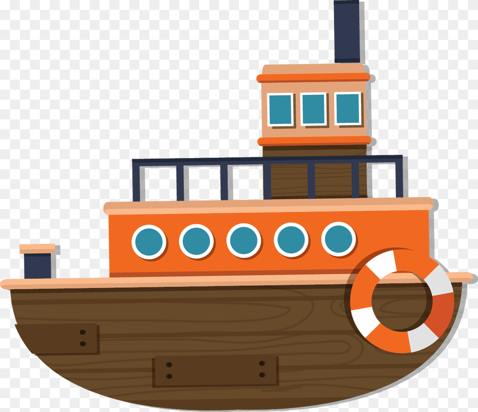 Ship Watercraft Cartoon Transprent Download Kapal Kartun, Boat, Transportation, Tugboat, Vehicle Png Image