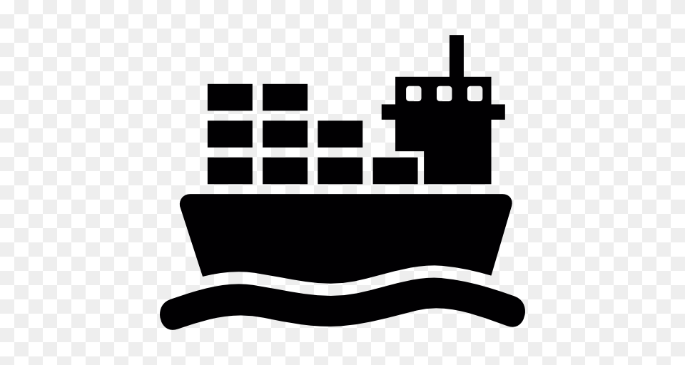 Ship With Cargo On Sea Free Transport Icons, Stencil, Transportation, Vehicle, Watercraft Png Image