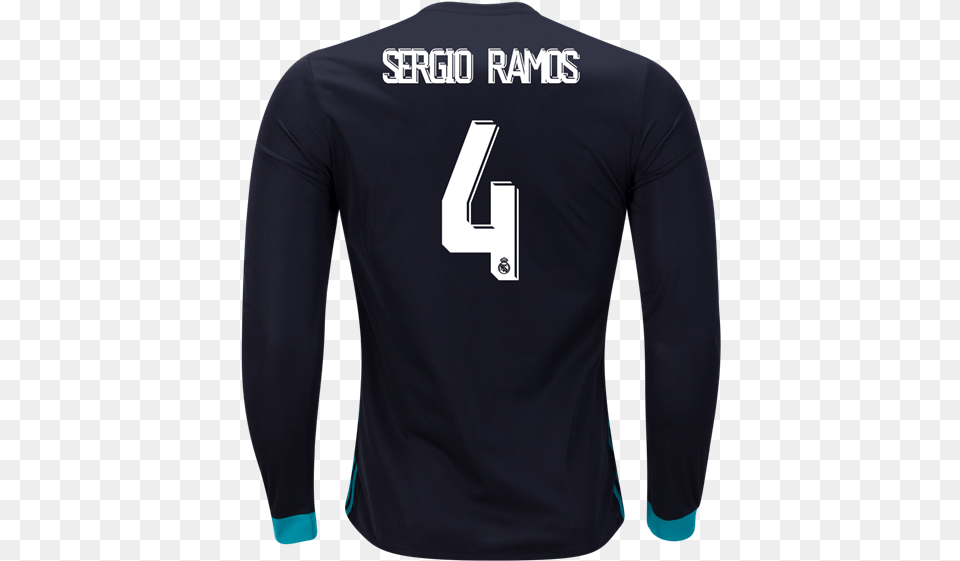 Shipping Sergio Ramos 4 Long Sleeve Black Real Madrid Away Long Sleeve Clothing, Long Sleeve, Shirt, Jersey Free Transparent Png
