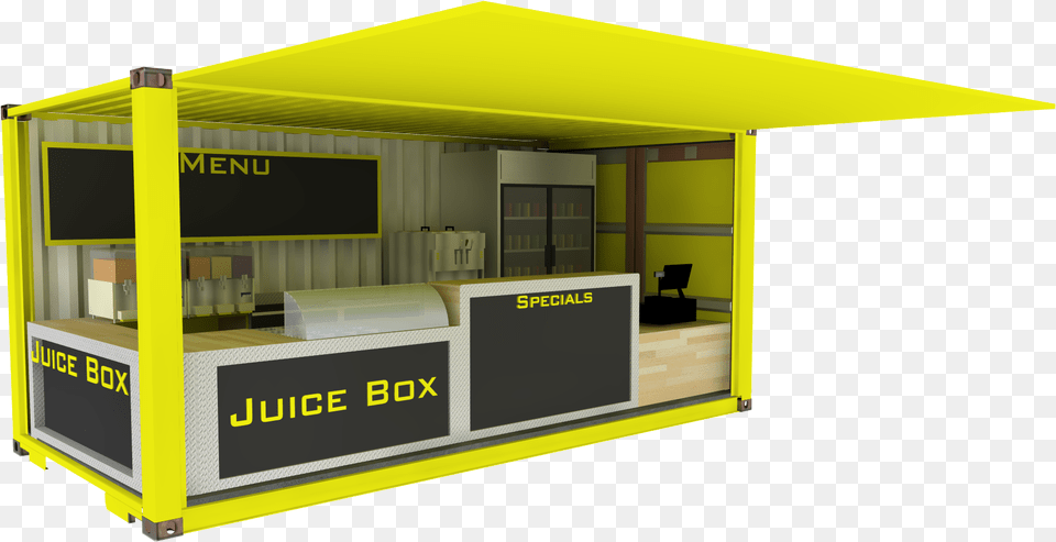 Shipping Container Juice Bar Download Juice Box Shipping Container, Kiosk, Furniture, Table, Computer Hardware Png