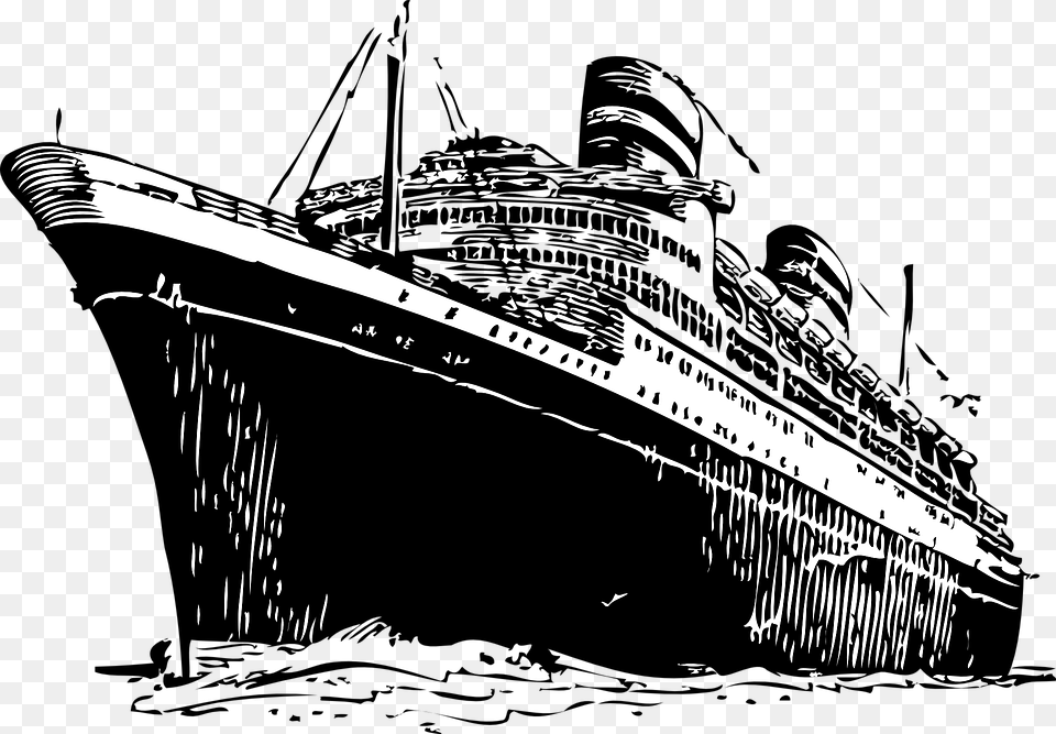 Ships Drawing Titanic Ship Black Amp White, Appliance, Device, Electrical Device, Steamer Png Image