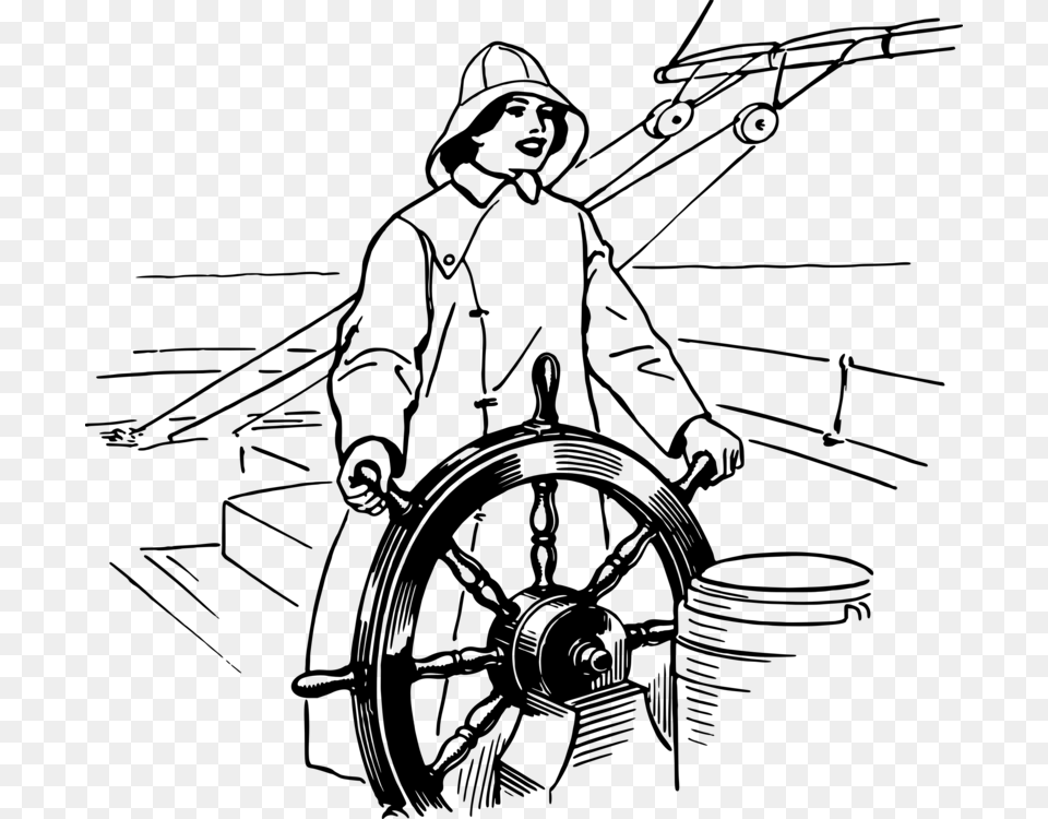 Ships Wheel Helmsman Sailing Ship, Gray Png Image