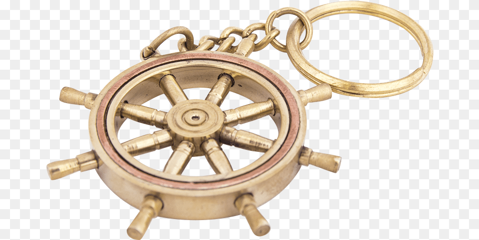 Ships Wheel Key Ring With Wooden Box Batela Nautical Brass Ships Wheel Keyring, Machine Png Image