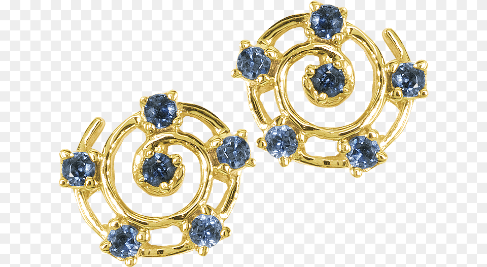 Shipton And Co Solid Gold Swirl Earrings With Blue Diamond, Accessories, Earring, Gemstone, Jewelry Free Transparent Png